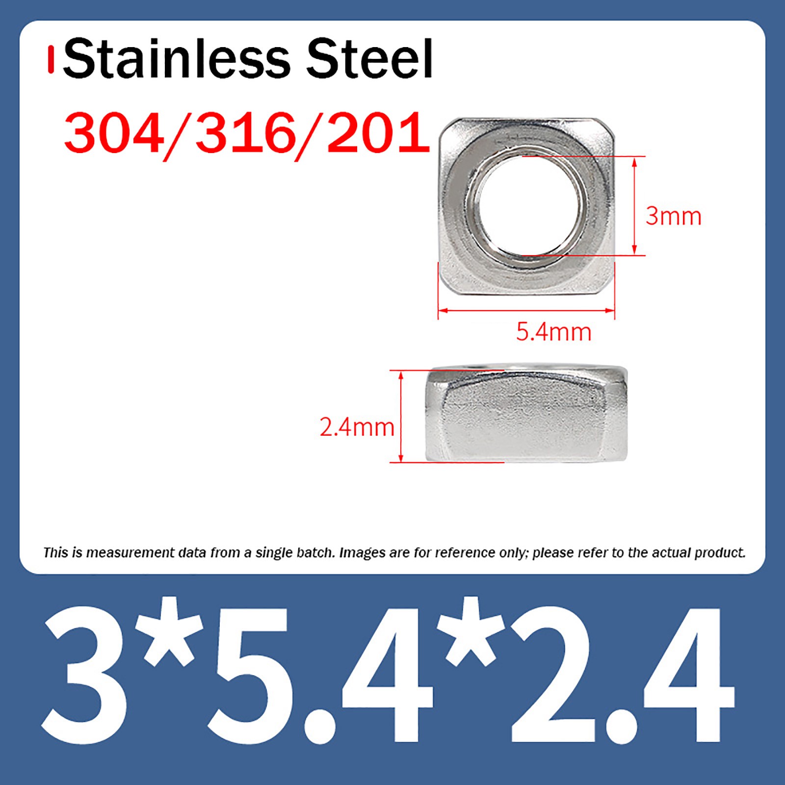 SQUARE NUTS TO FIT METRIC BOLTS & SCREWS STAINLESS STEEL M3 M4 M5 M6 M8 M10 M12