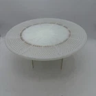Vintage Anchor Hocking Milk Glass Pedestal Cake Stand Plate With Gold Accents