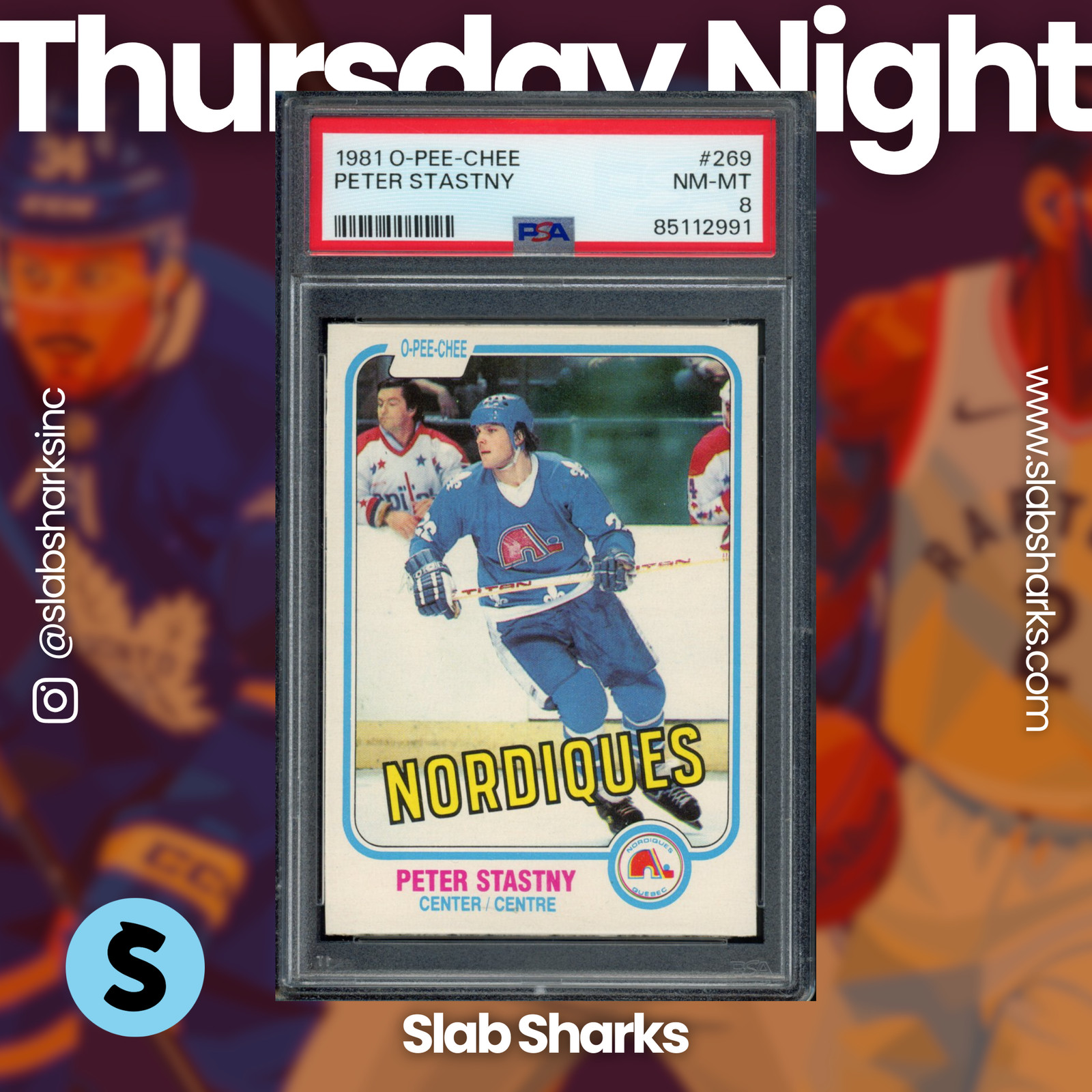 1981 O-PEE-CHEE #269 PETER STASTNY RC ROOKIE PSA 8