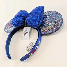 Disney Parks Minnie Ears Headband 2020 Sequined Blue Bow Sequin Glitter New