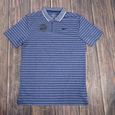Denver Nuggets Shirt Mens Small Blue NBA Basketball Dri Fit Striped Polo Nike