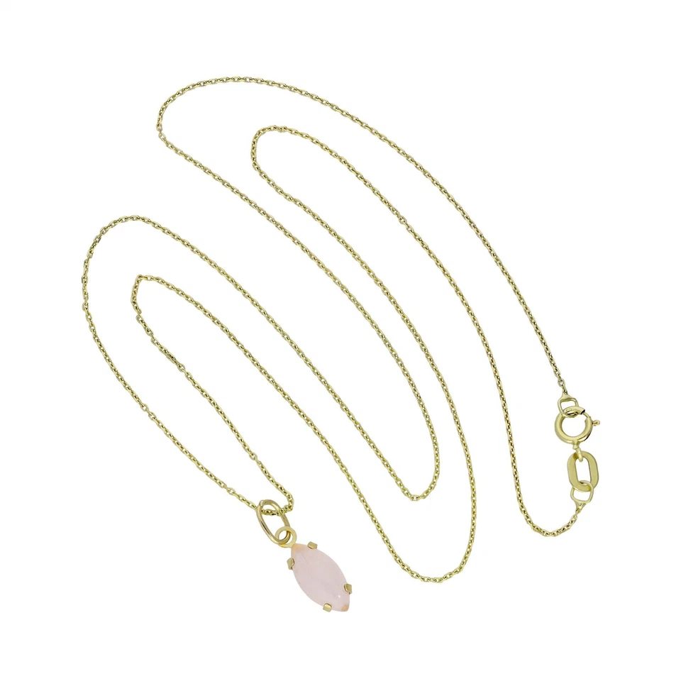 Collier et Pendentif CZ Ovale Quartz Rose en Or Jaune 9 Carats - 41 à 51cm - Photo 3/3