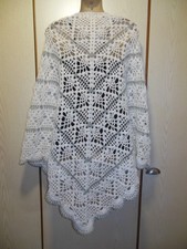 Schultertuch , Dreieckstuch, "White Swan" , Handarbeit