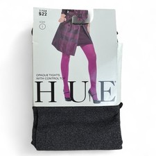 HUE Graphite Heather Opaque Tights w/Control Top Womens Size 1 New
