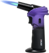 Butane Torch Lighter, 0-90°Rotating Angle Purple and Black 