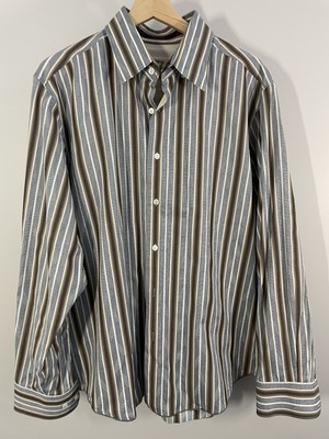 Tommy Bahama Shirt Men L Long Sleeve Striped Casual Earth Tones Button Down