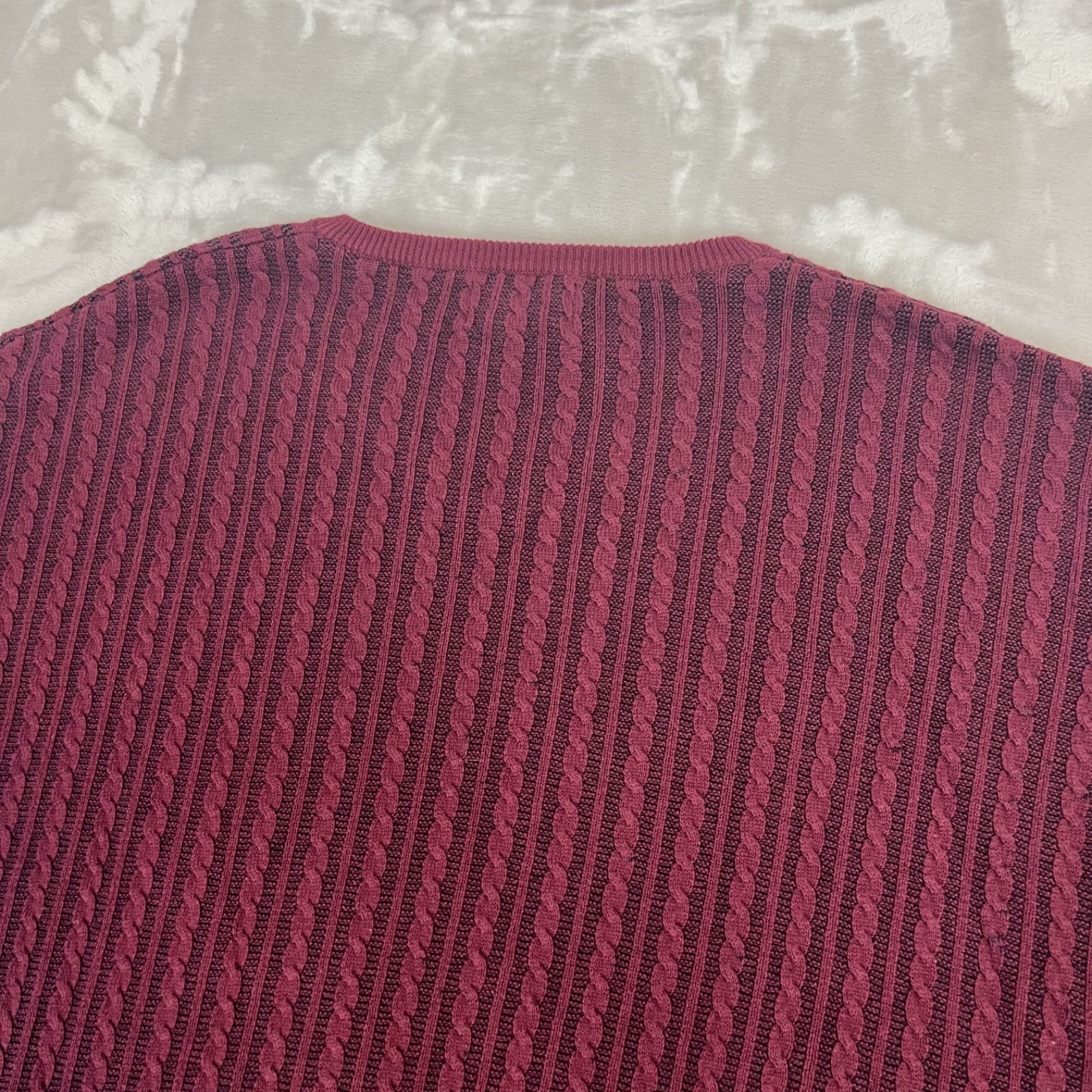 Pendleton Sweater Mens Large Maroon Cable Knit V … - image 7