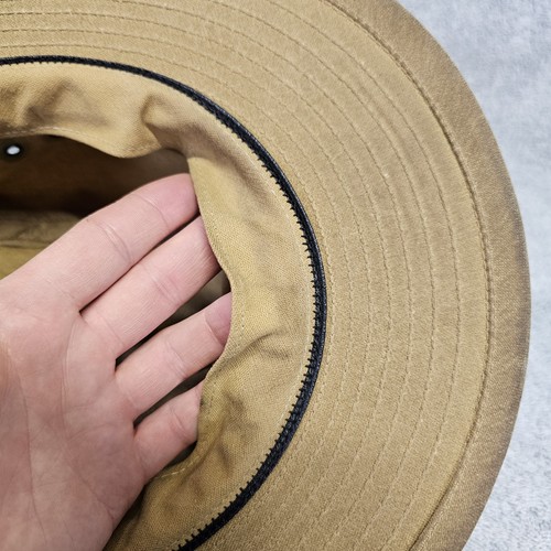 FILSON Hat Tin Cloth Packer XL~ 7 3/8 Tan Canvas Made in USA Distressed Sun Cap! - Picture 18 of 24