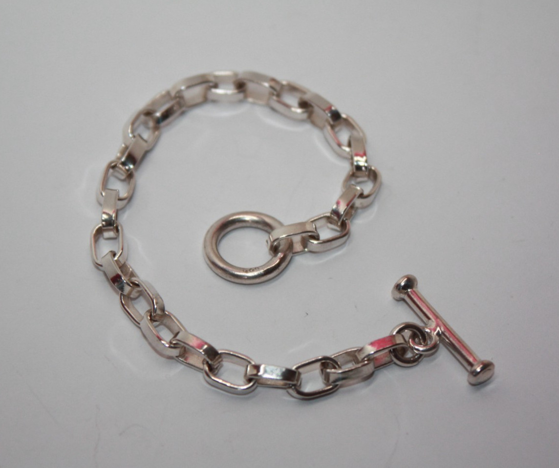 Sterling Silver Classic Chain Link Toggle Bracele… - image 7