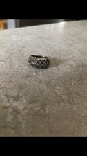 Sterling Silver Marcasite Band Ring Size 7.5 VGUC minor wear on backside stamped