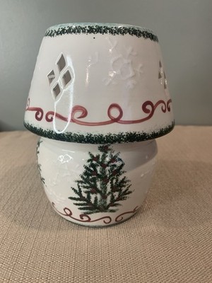 Vintage Young s First Snow 6  Christmas Holiday Tea Light Ceramic Candle Holder