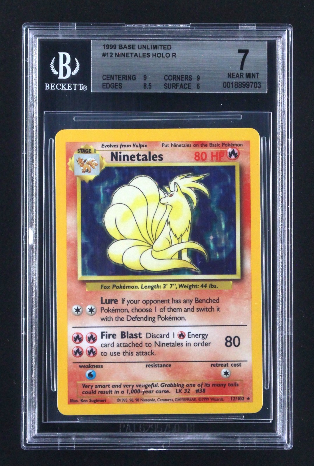 1999 Pokemon Ninetales Unlimited #12 BGS 7