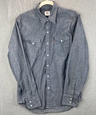 Levi's Denim Western Shirt Mens Medium Pearl Snap Long Sleeve Cotton Modern
