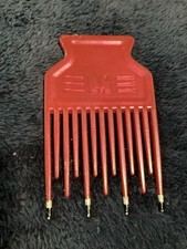 Vintage Mebco Red Volume Hair Pick Twice Dipped Retro 80s 90s Wide Tooth Comb