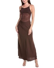 Weworewhat Lace Slip Midi Dress Women's Brown 6
