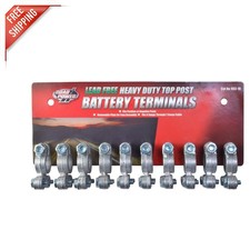 Durable Magnesium-Aluminum Top Post Battery Terminal Set - 10 Chrome Connectors
