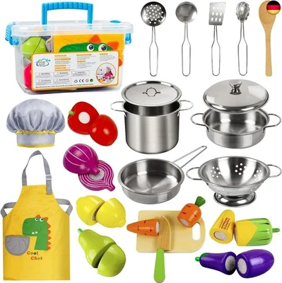 EFO SHM Kinderküche Zubehör Holz, Matschküche Zubehör Spielküche Lebensmittel Ko