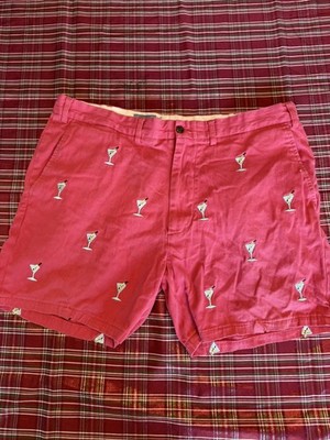 Castaway Nantucket Island Men s Red Shorts Embroidered Martini Glasses - Size 40
