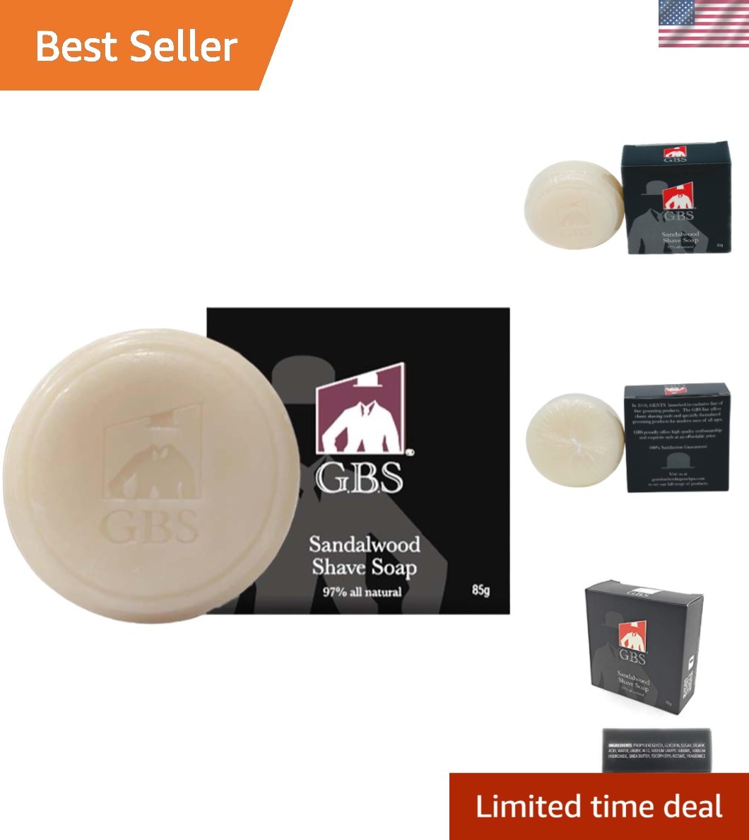 Shea Butter & Glycerin Sandalwood Shaving Soap - 3oz Bar for