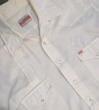 Vtg 70s Ely Plains Pearl Snap Western Shirt Lg Smile Pockets Grid Geometric Yoke