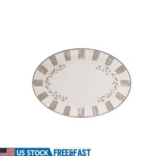 Bamboo Melamine Serving Tray Oval Shatter Resistant Durable Elegant Entertaining