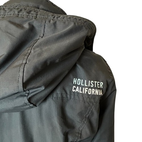 Hollister All Weather Jacket Juniors Size M Short Coat Gray Hooded Fleece Lined - Picture 2 of 13