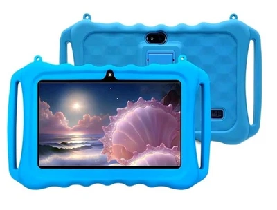 Kids Tablet 7 Inch Blue Android 12 Front and Rear Cameras - Image 1 of 4