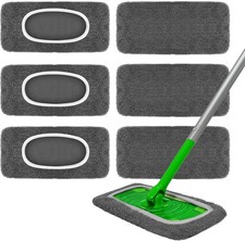 6 Pack Reusable Microfiber Mop Pads - Compatible with Swiffer Sweeper Mop, Washa