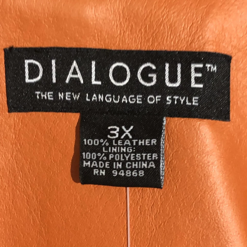 Chaqueta de Cuero Diálogo Para Mujer 3XL Naranja Muesca Solapa 3 Botones Blazer QVC Forrado Foto 3 de 4