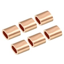 6pcs 5/32"/ 4mm Wire Rope Crimping Loop Sleeve Copper  Oval Cable Crimps, Golden