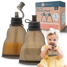 Reusable Baby Food Pouches for Toddlers, 2 Pack, 6 oz, Slate, BPA-Free