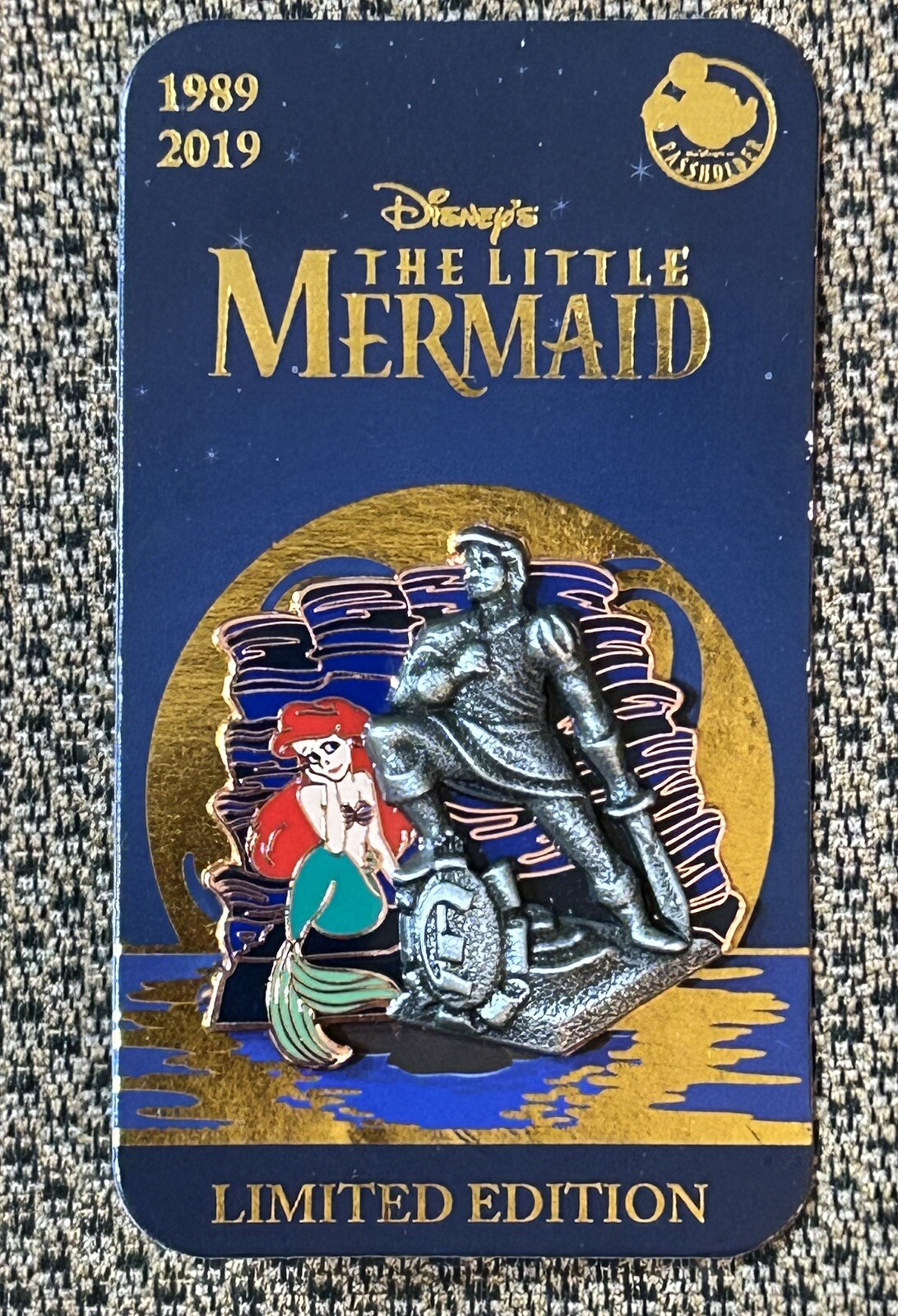 Disney The Little Mermaid 30th Anniversary Ariel Eric Statue Passholder Pin LE