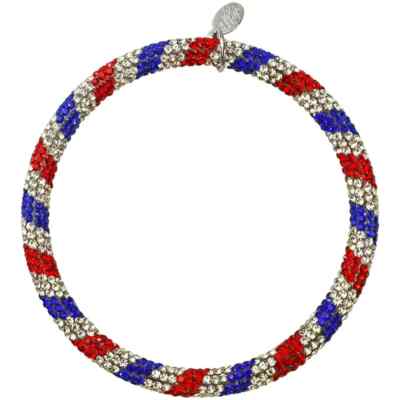 Kirks Folly  Born Free Crystal Stripes Bangle Bracelet ST Patriotic Electric