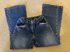 Girls GYMBOREE Sequins Bling Denim Jeans Pants Size 6 Adjustable Waist Boot Cut