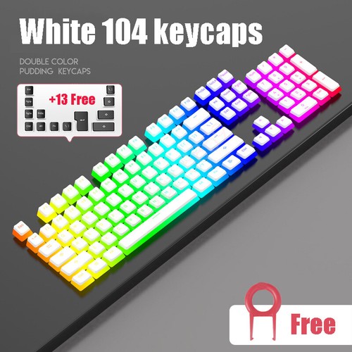 NEW Pudding Keycaps Double Shot PBT Keycap Translucent Layer DIY RGB 104+13-Key - Picture 7 of 14