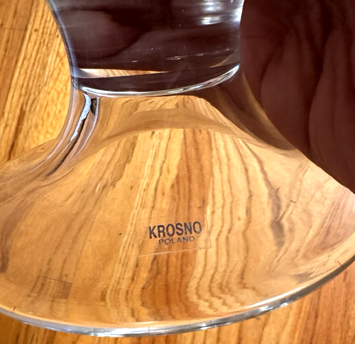 Krosno Poland Crate & Barrel Fiona Centerpiece Clear Glass Footed Bowl 14"Lx6.5H - Picture 8 of 11