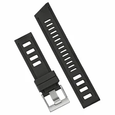 B & R Bands Black Marine-Diver FKM Rubber Watch Band Straps 22mm