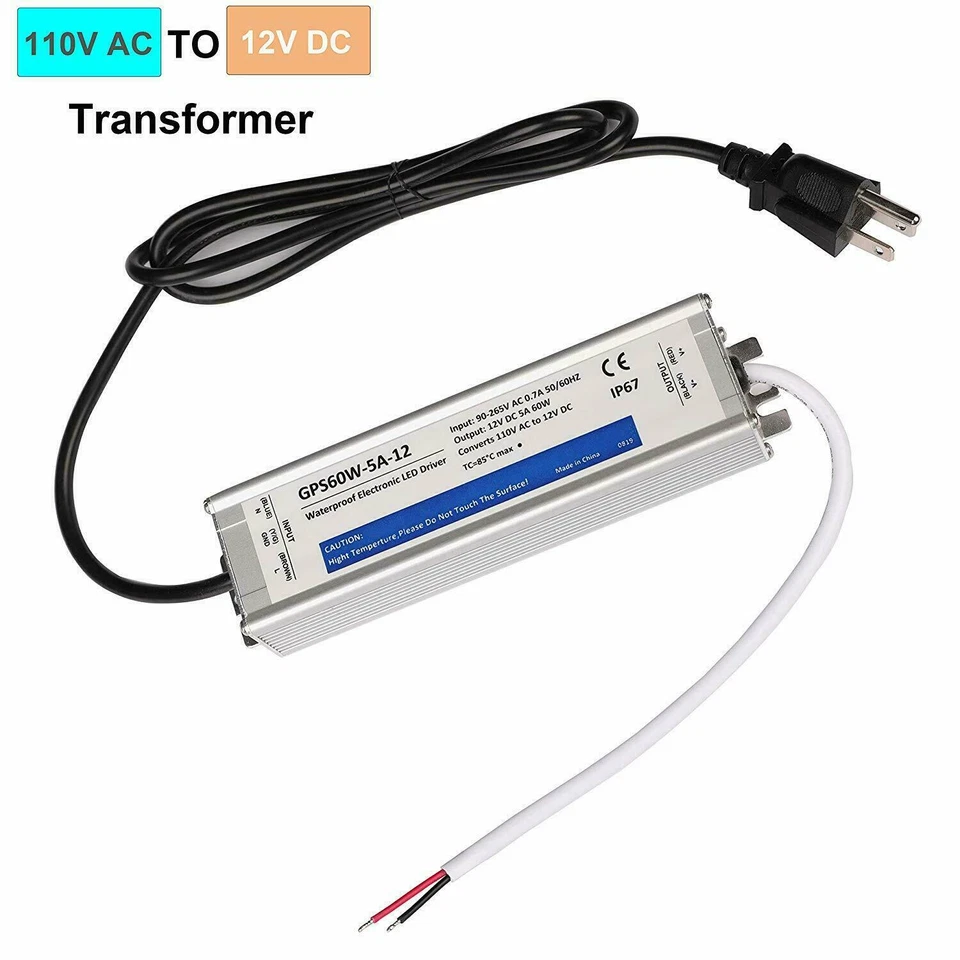 60W 5A Max Power Supply AC 110V to DC 12V Voltage Converter Transformer Adapter - Image 4 of 4