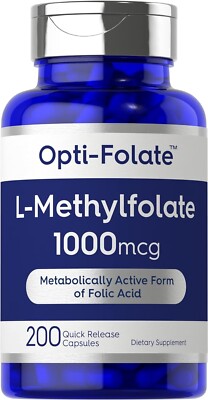Methyl Folate 1000 Mcg Metabolically Active Folate 5-MTHF Bioavailable, 200 Caps
