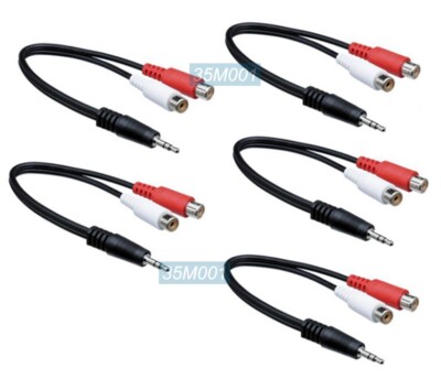 35mm Male To 2 RCA Female Audio Adapter Cables - Pack Of 5