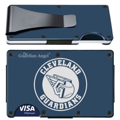 Cleveland Guardians Engraved Titanium Blue RFID Blocking Wallet Gift D7