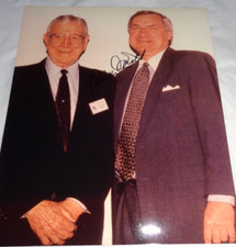 DEAN SMITH JOHN WOODEN SIGNED 8X10 NORTH CAROLINA TARHEELS VERY RARE DECEASED IP