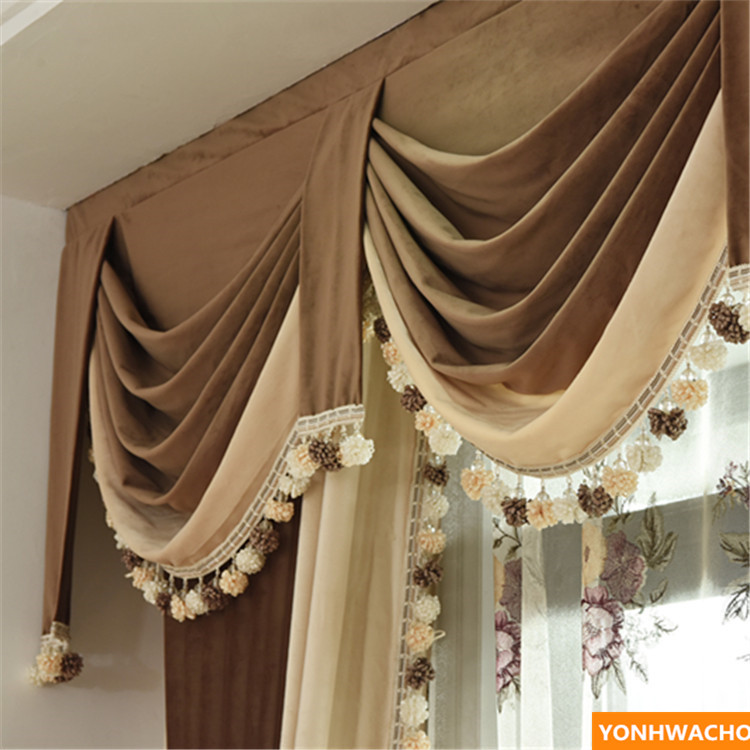 European coffee splice thick Italian velvet cloth blackout curtain ...