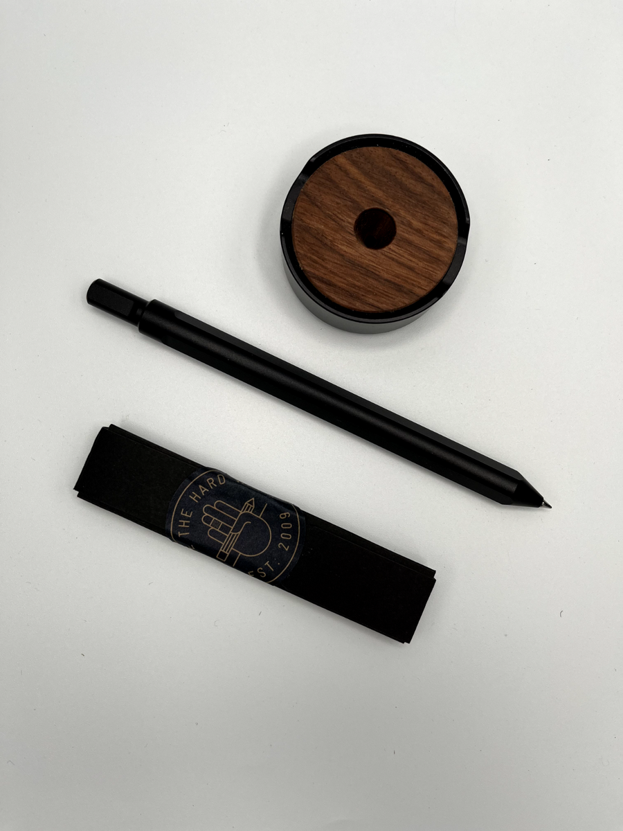 Grovemade Pen Bundle (Black/Walnut) - Sleek Desk Pen with Stand