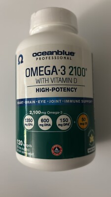 OceanBlue Omega3 2100 with Vitamin D 120 Softgels  Exp 8/2025 or Better