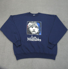 Vintage Les Miserable Sweatshirt Mens XL Blue Crewneck Graphic Fruit of the Loom
