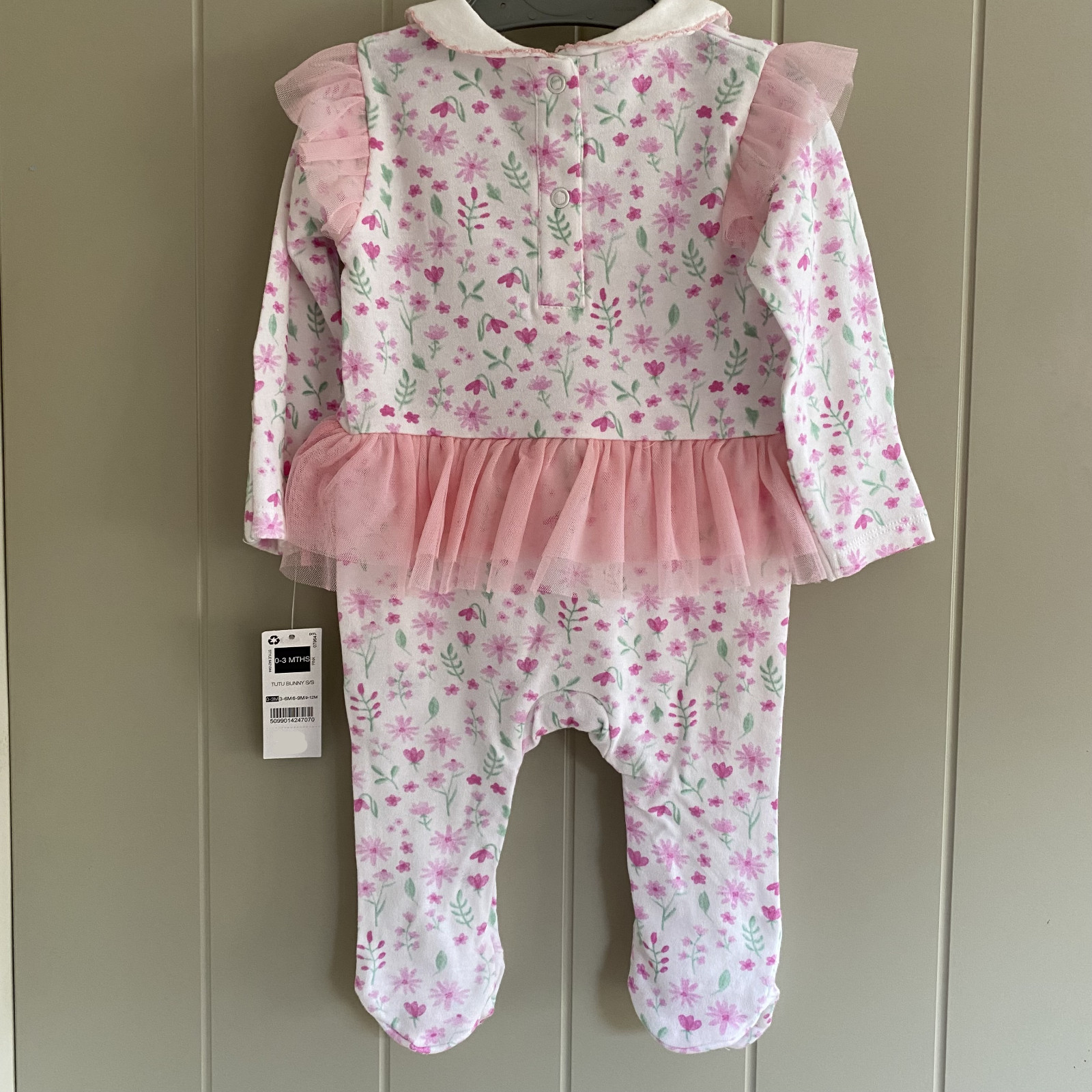 Baby Girl Bunny Tutu Babygrow Floral Sleepsuit All In One Age 0 - 12 Months image 5