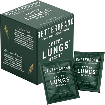 Betterbrand Better Lungs Detox Tea Caffeine Free Herbal Tea Bags Mullein Leaf