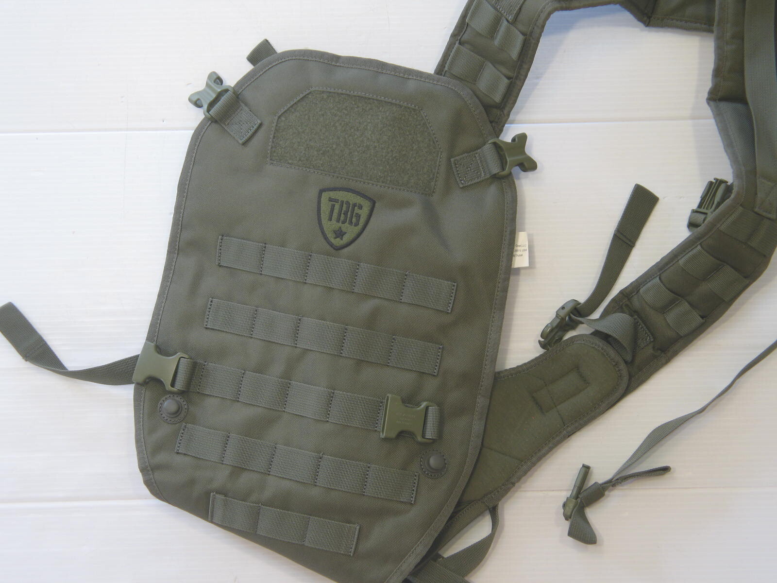 TACTICAL BABY GEAR TBG BABY CARRIER Olive Green 8-33 #'s  Adjustable Compact EUC-image