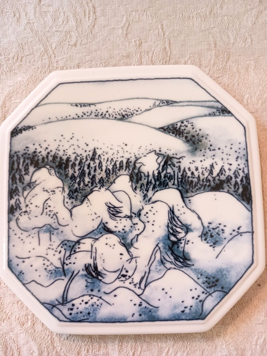 Vtg Finnair Airline Arabia Finland Plate Dish Winter Kaamos